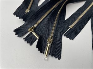 Ikke delbar lynlås - marineblå med sølv metaltænder, 42 cm